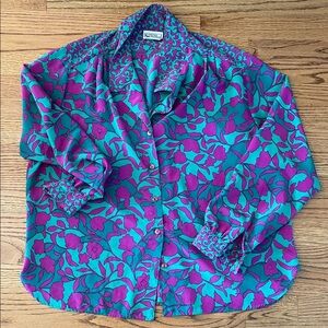 Campus casual Vibrant Floral Button-Up Shirt